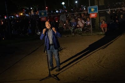 A man shouts