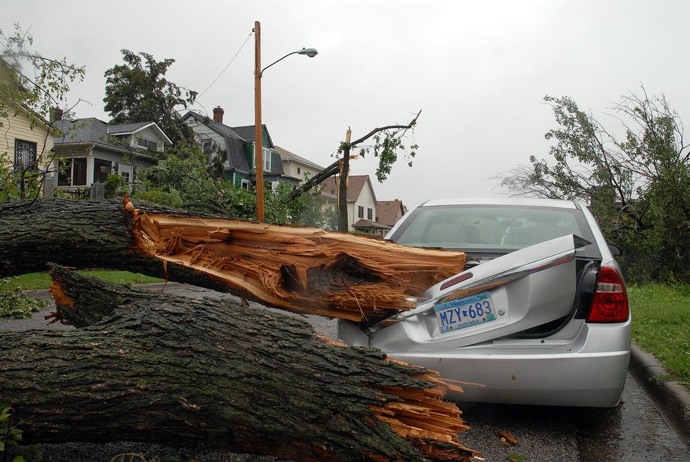 A crushed car