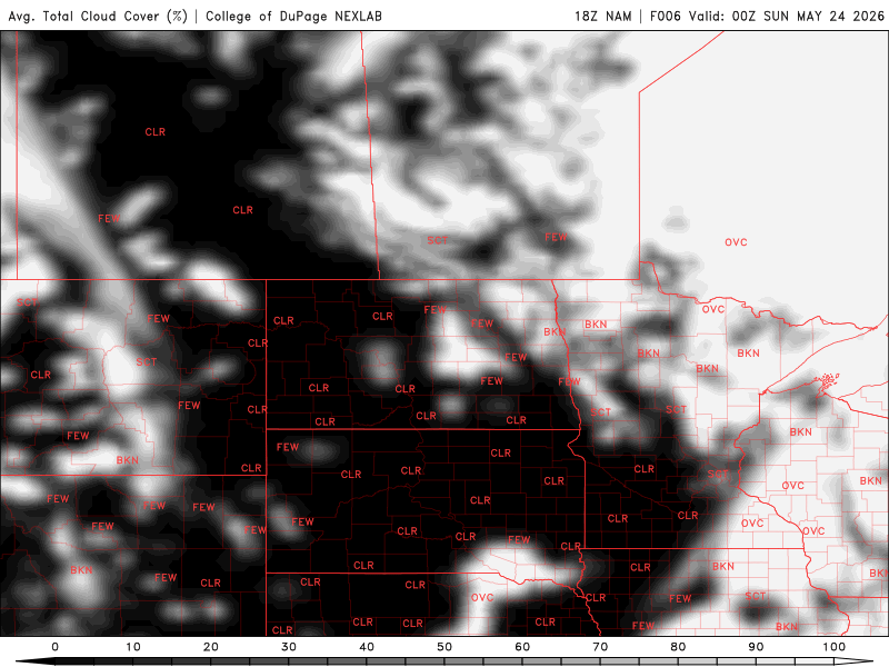 Cloud cover Saturday 7 p.m. to Sunday 1 p.m. 