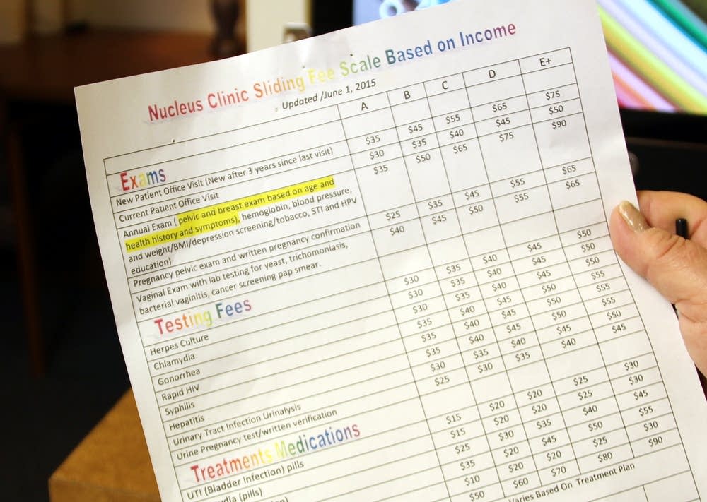 The sliding scale fee at Nucleus Clinic