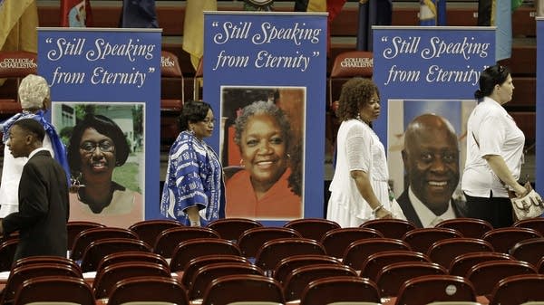 Photos of last year's shooting victims at memorial