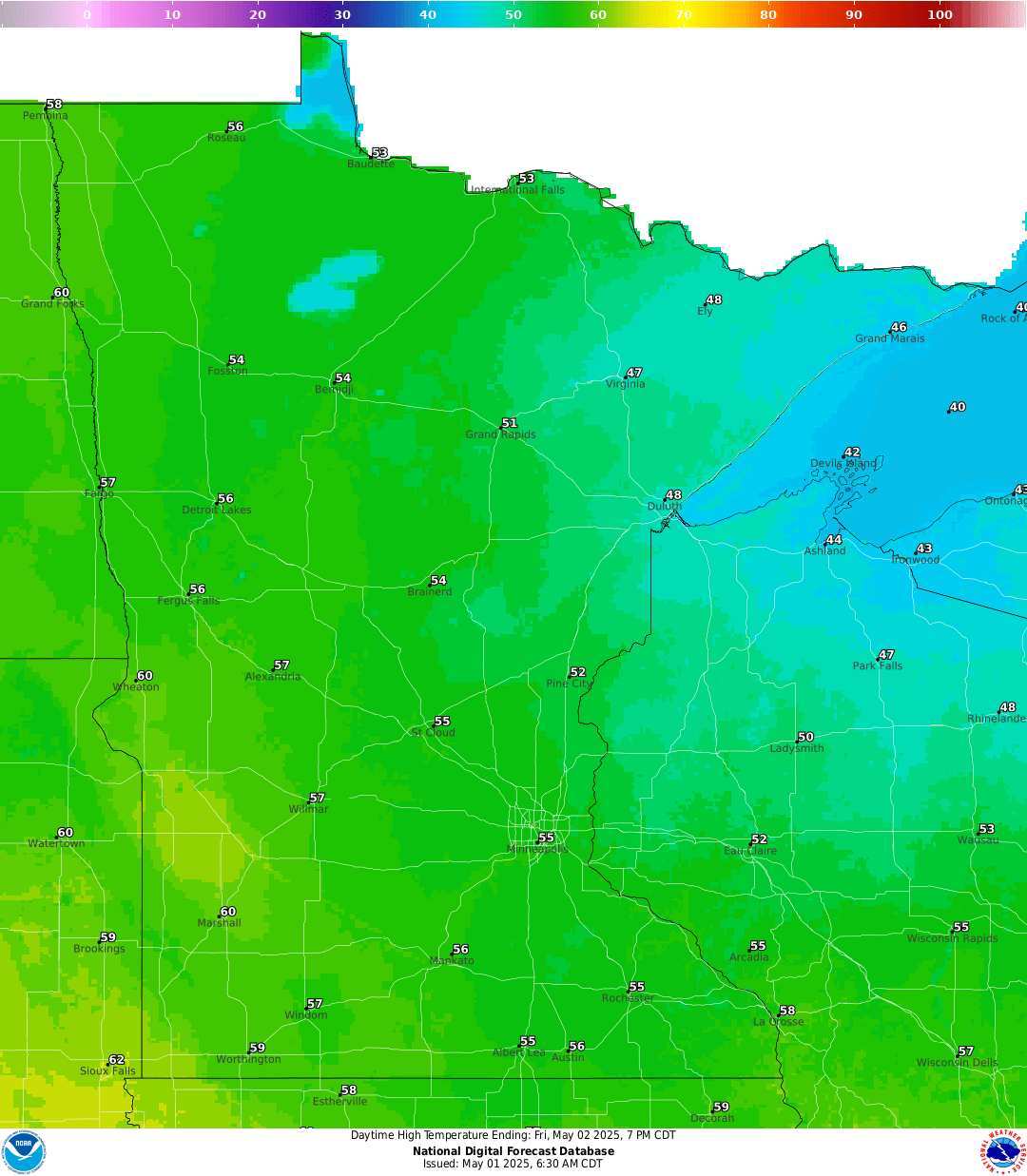 Highs for Friday