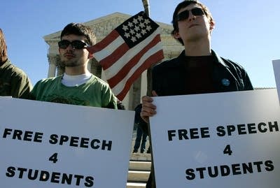 Students rally in front of the U.S. Supreme Court
