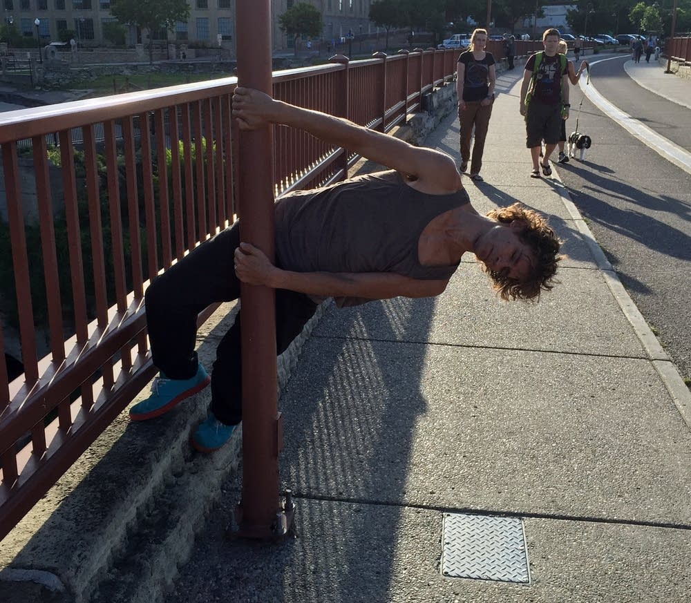 Dancer Otto Ramstad used a light pole in his dance