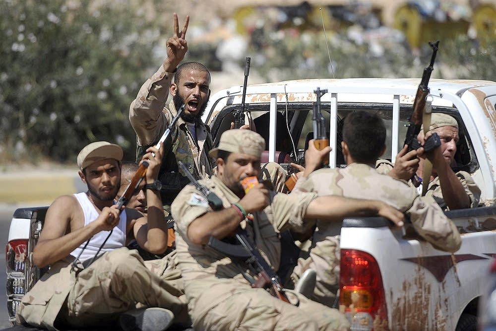 Libyan rebels outside Tripoli