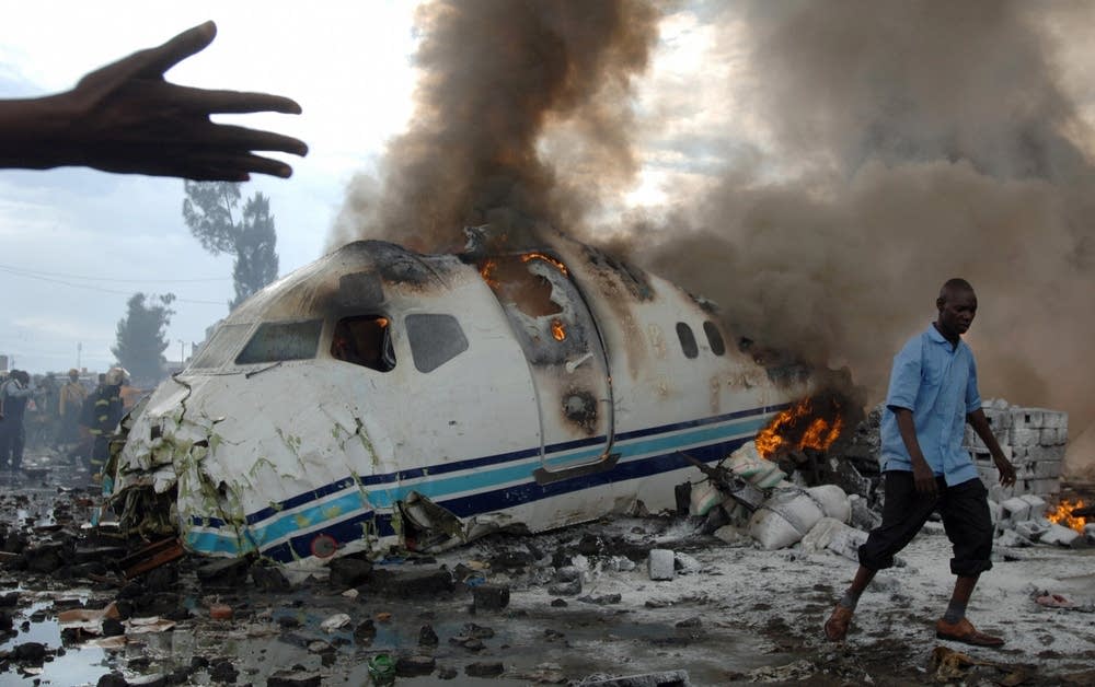 Passenger plane wreckage