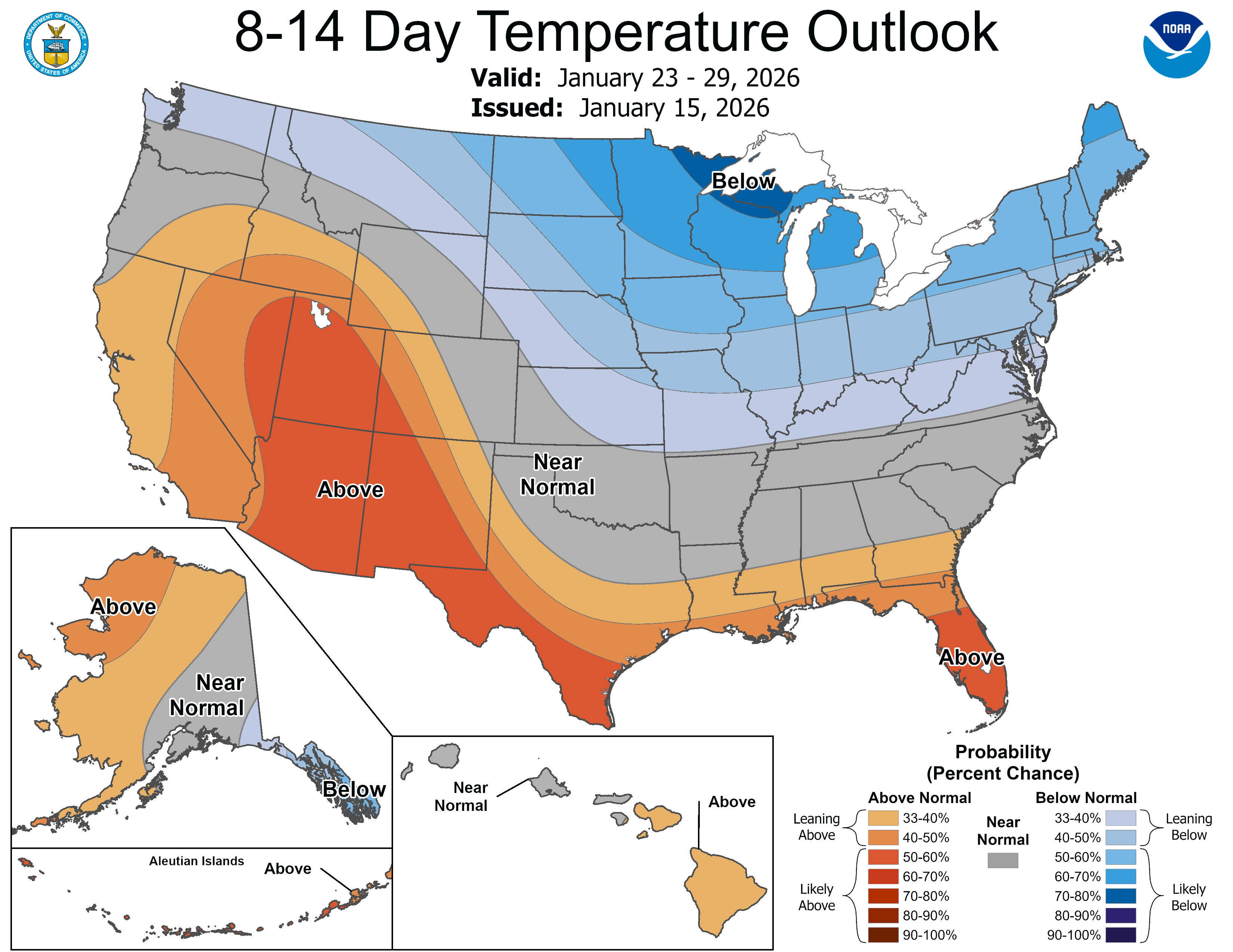NOAA 8 to 14-day temperature outlook