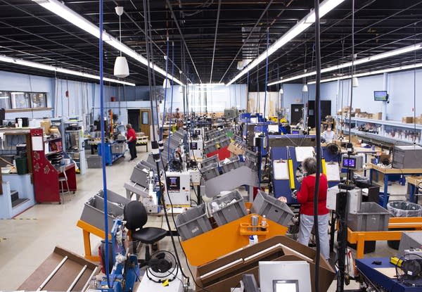 The production floor of a cookie cutter manufacturing facility