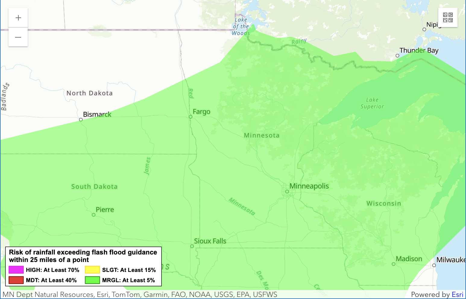 Map showing areas of excessive rain potential for 6 a.m. Monday through 6 a.m. Tuesday
