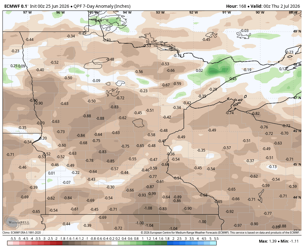 7-day precipitation anomaly through July 2