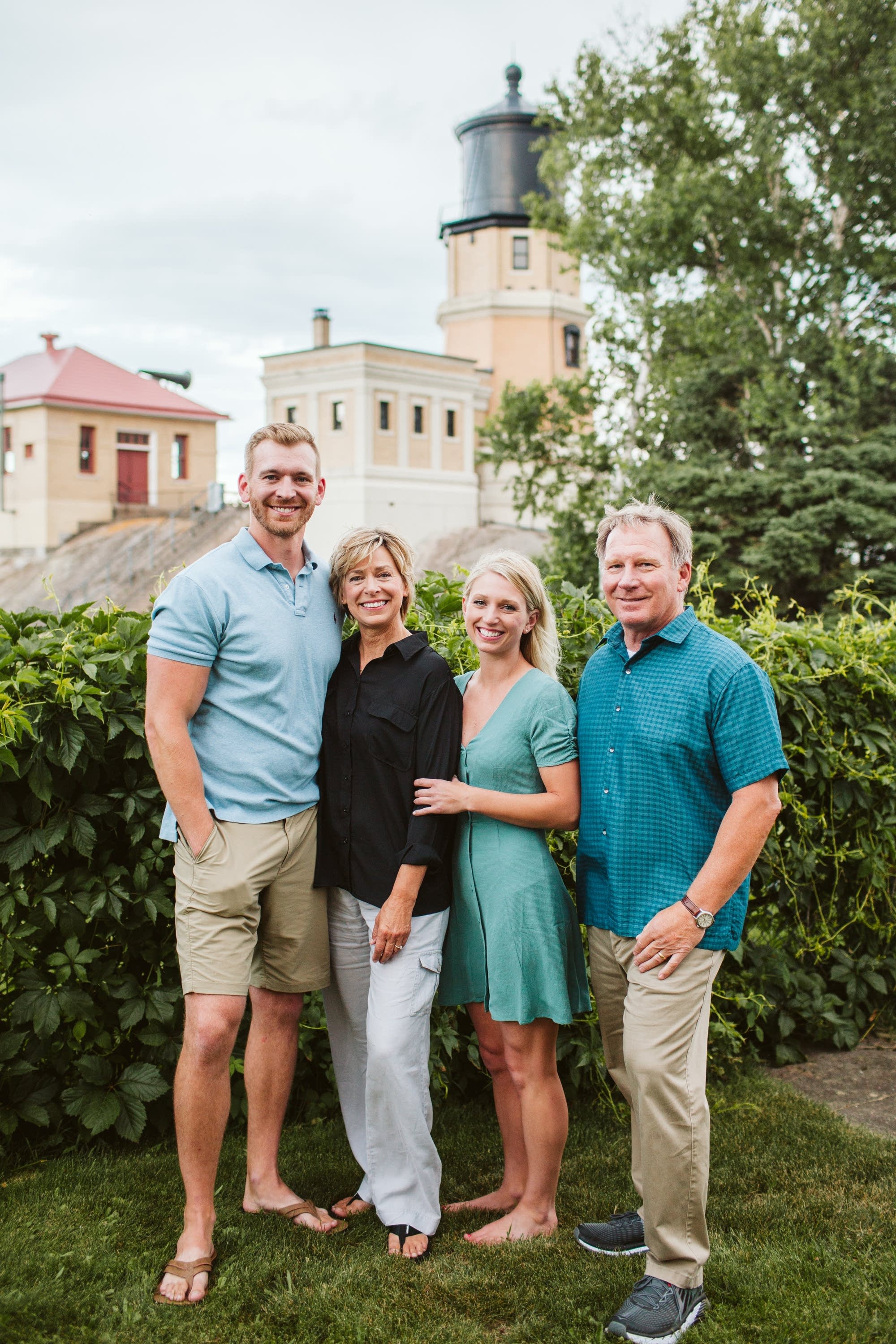 Lee Radzak, far right, and his family poses for a picture in 2018.