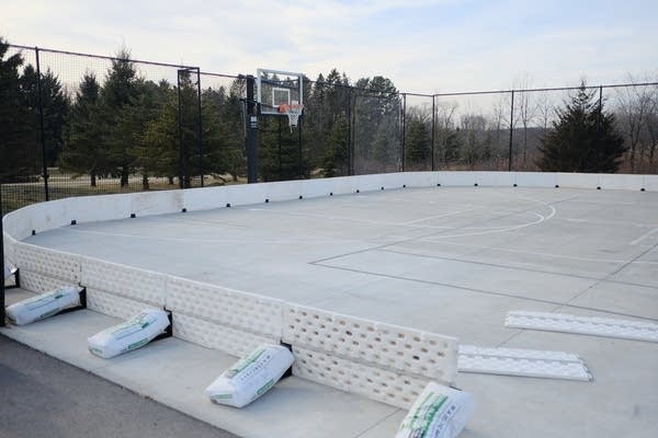 An ice rink in the works in Lakeville, Minnesota, pictured on Dec. 8, 2020.