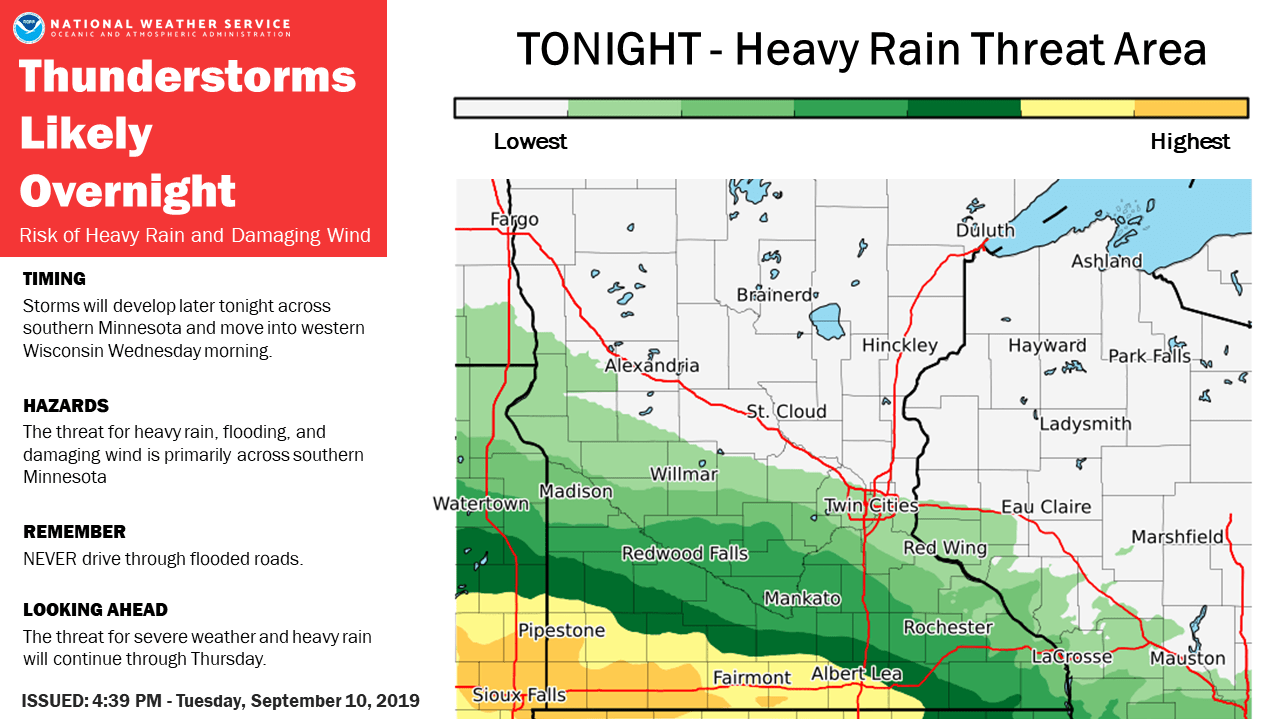 Heavy rain potential overnight