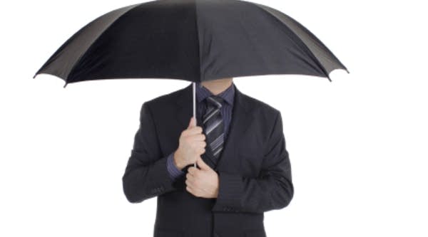 Man with umbrella