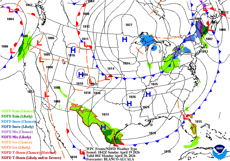Surface analysis Sunday 7 p.m. 