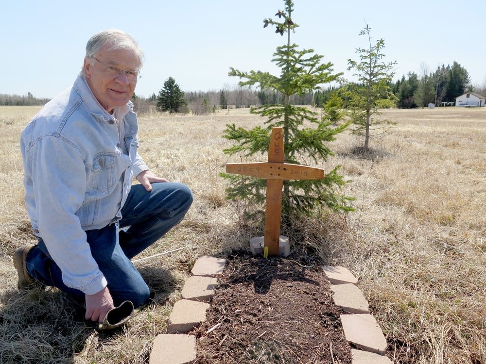 Bob VanGuilder at Gus' grave.