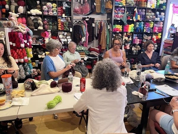 Knitters gather at Stitch House Dorchester for the monthly meetup