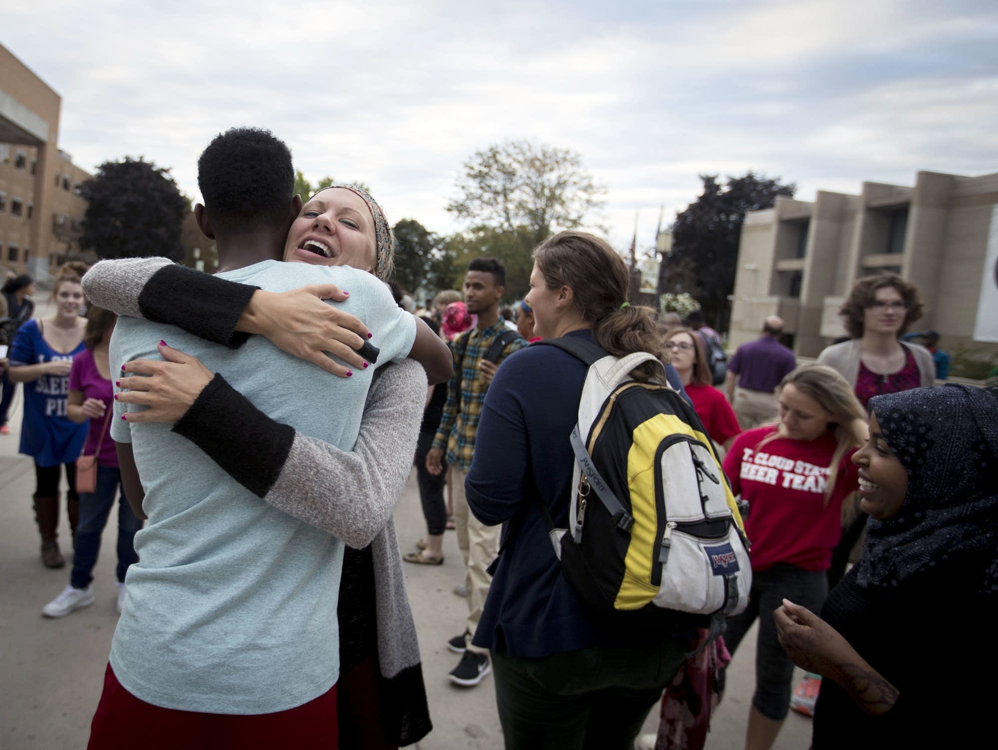 Najah Ibrahim hugs Nicole Grant