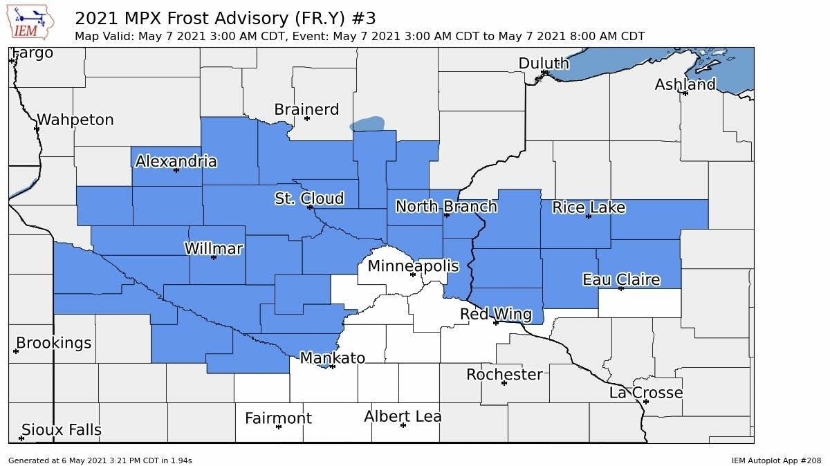 Frost advisory outside Twin Cities into Friday morning MPR News