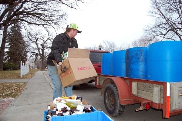 A guy and a truck provide recycling pickup in Bemidji