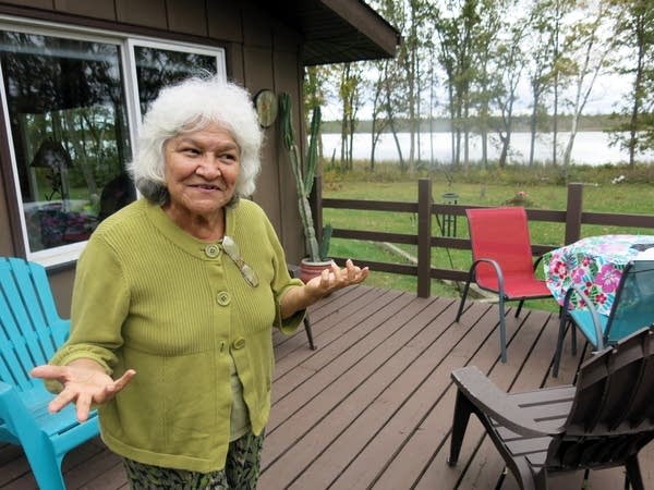 Anne Dunn at a cabin on Drewery Lake.