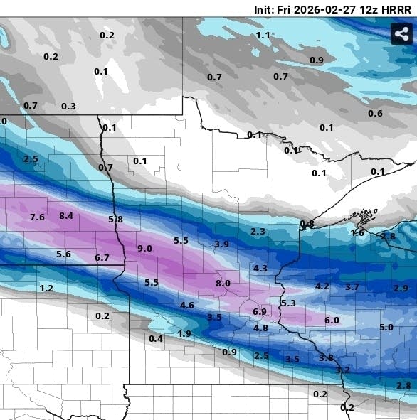NOAA HRRR snowfall output