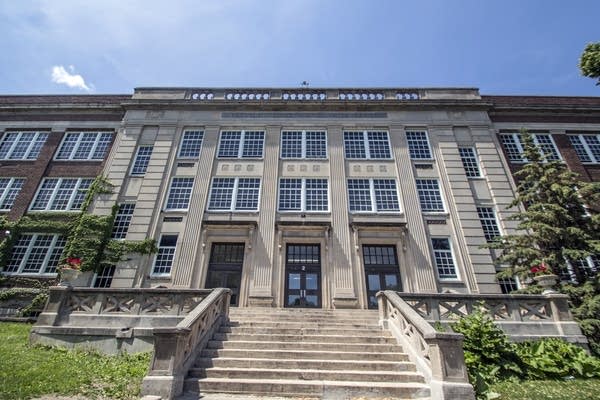 Alexander Ramsey's name is emblazoned on the top of the school. 