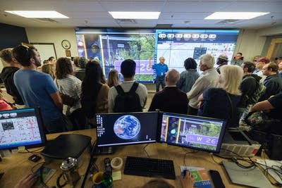 Allan Klugman shows the public how the city monitors traffic lights