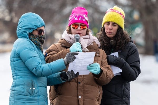 three woman talking