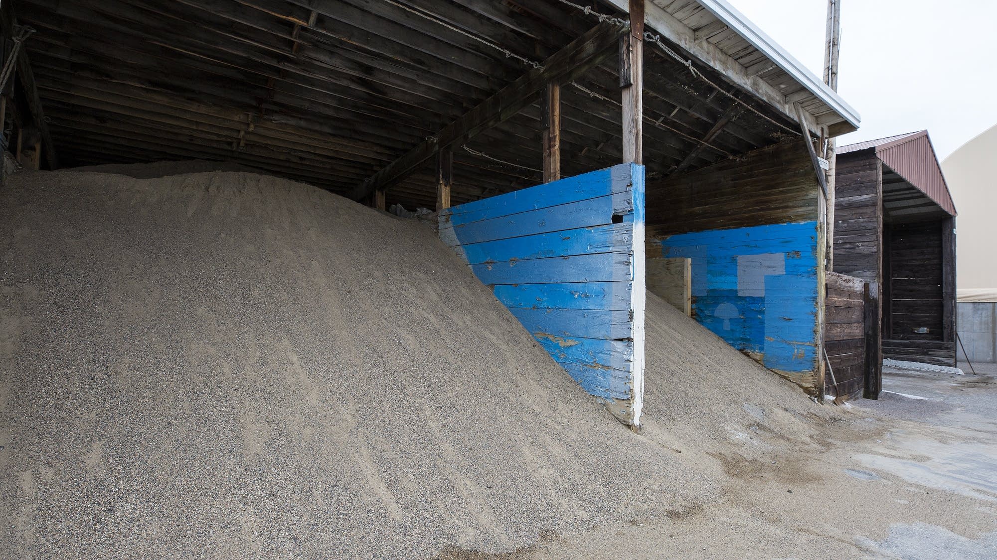 Sand is stored at MNDot's St. Cloud facility as an option to use on roads.