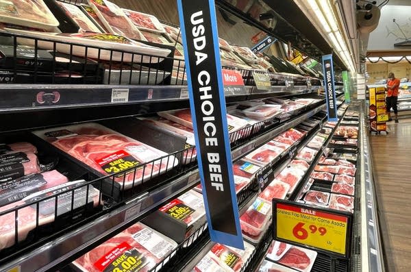 USDA Choice beef is displayed for sale in a grocery store on November 11, 2021 in Los Angeles, California. 