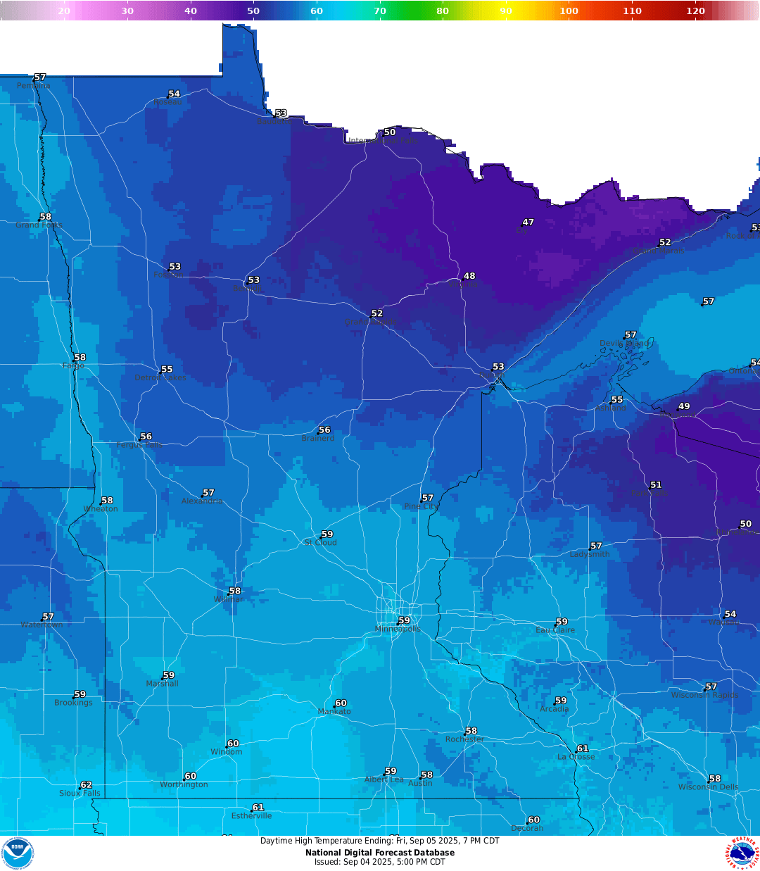 Highs for Friday