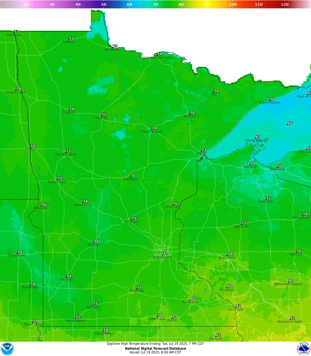 Highs for Saturday