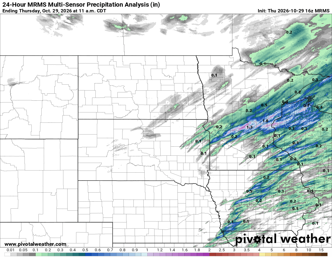 Observed rainfall amounts for Oct. 28
