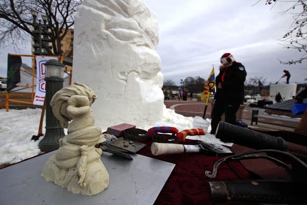 Trump's a target at snow sculpting championship
