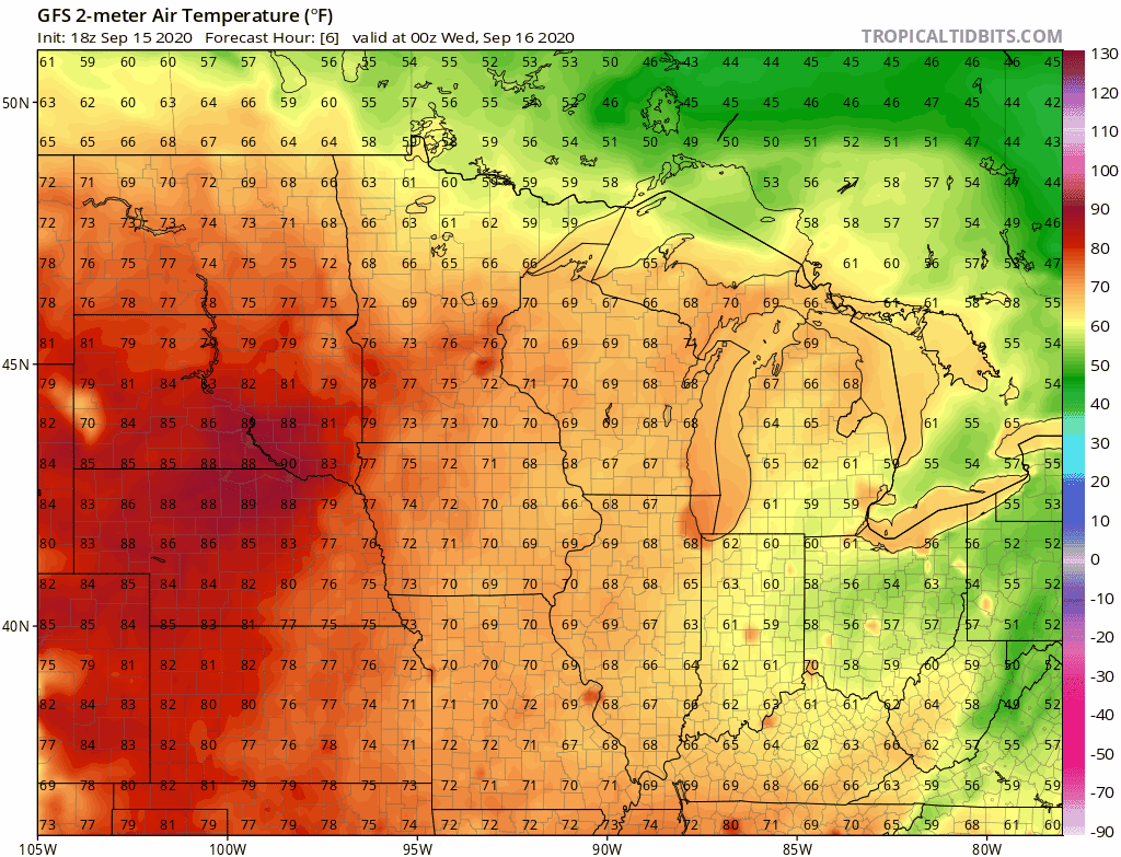 Temperature forecast for Twin Cities