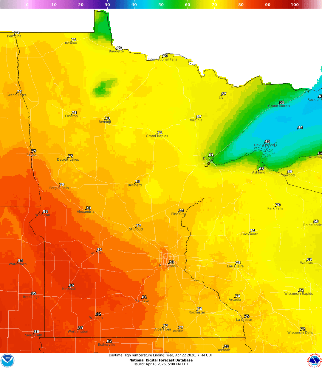 Highs for Wednesday