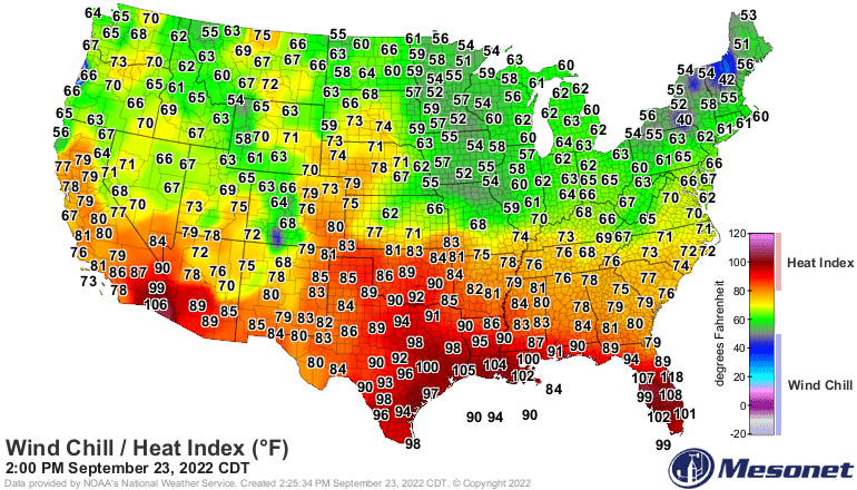 Temperatures Friday afternoon