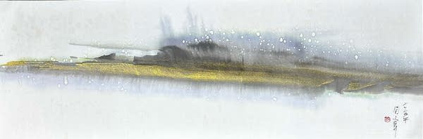 A painting depicting snow