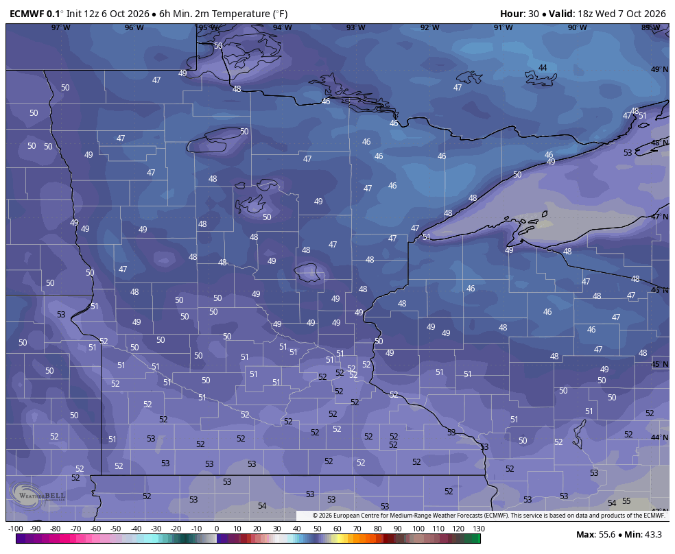 Wednesday low temperatures