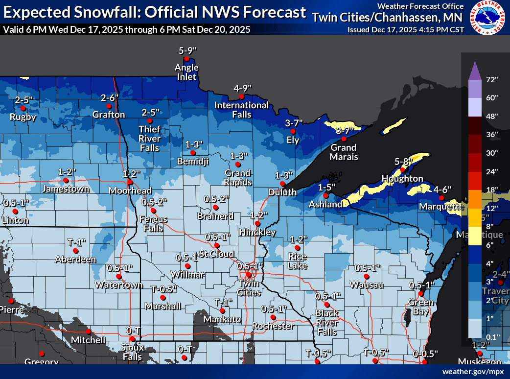 Snowfall projection for Minnesota 2