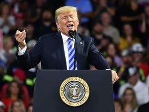 President Donald Trump speaks during a rally in West Virginia.