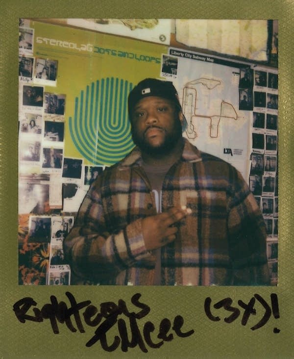 righteous emcee posing in a polaroid photo
