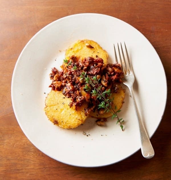 Mushroom Duxelles on Polenta