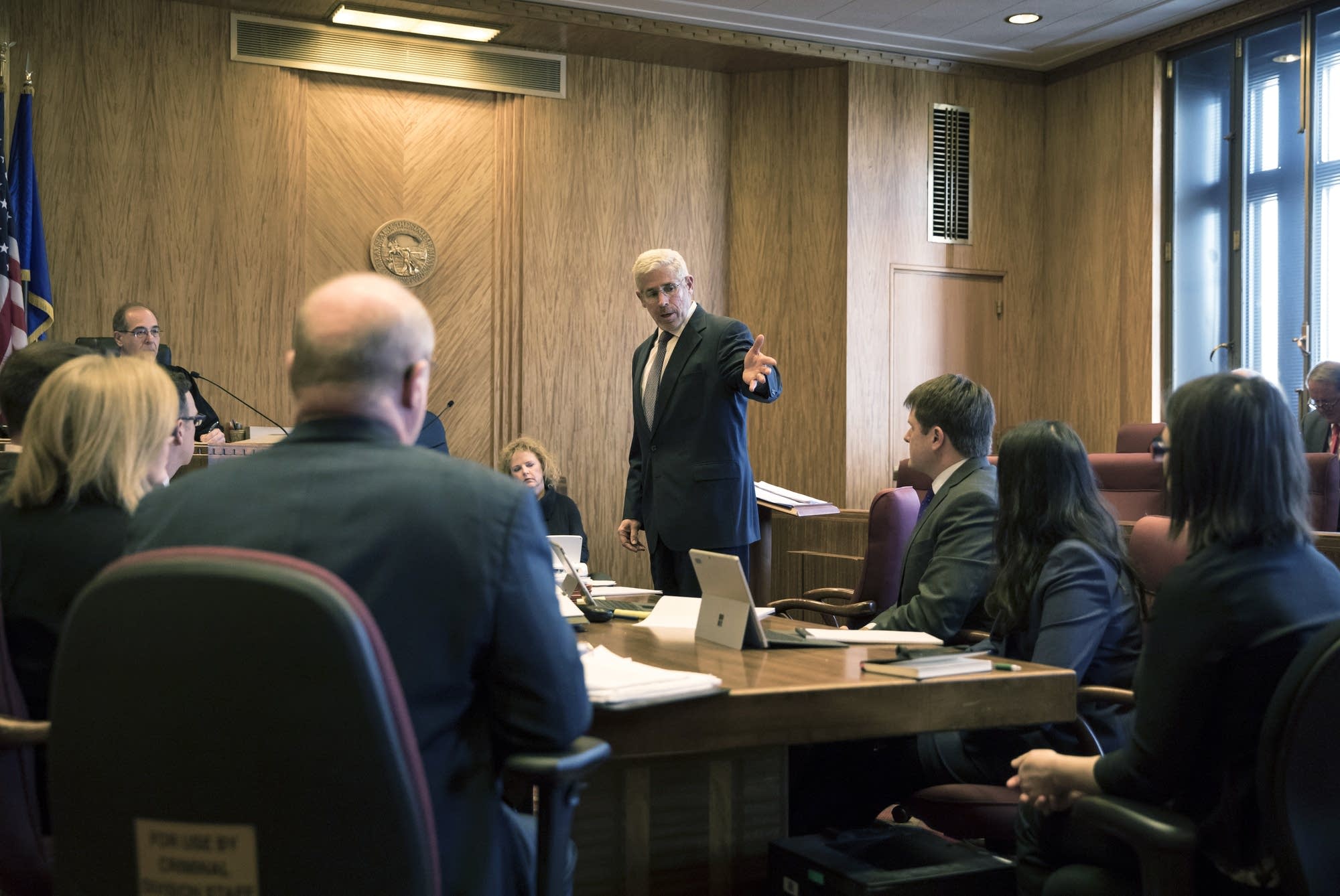 Lawyer Charles Nauen points to his client Destiny Dusosky.