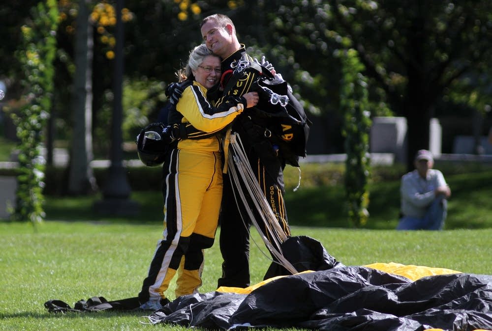 Hug after landing