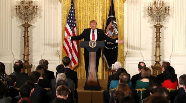 U.S. President Donald Trump speaks during a news conference announcing Alexander Acosta as the new Labor Secretary nominee in the East Room at the White House on February 16, 2017 in Washington, DC. The announcement comes a day after Andrew Puzder withdrew his nomination.
