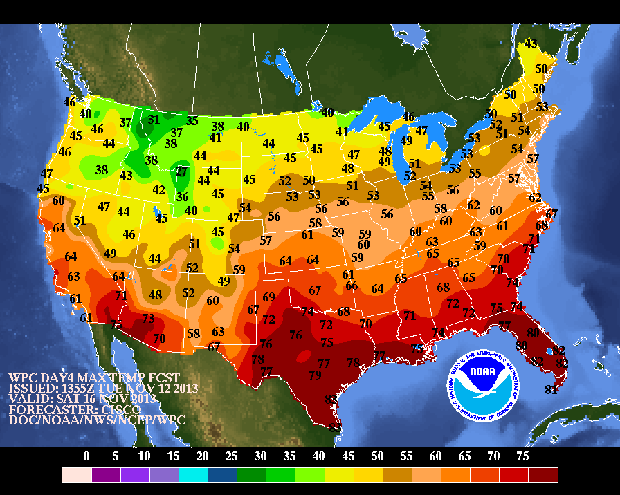 Saturday high temperatures