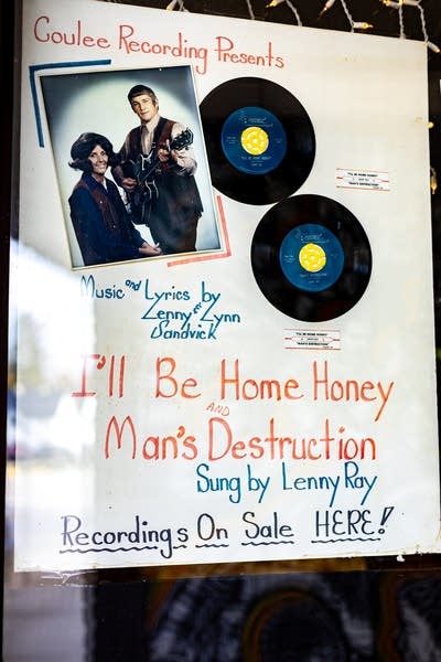 A hand-drawn poster advertising a locally made recording 