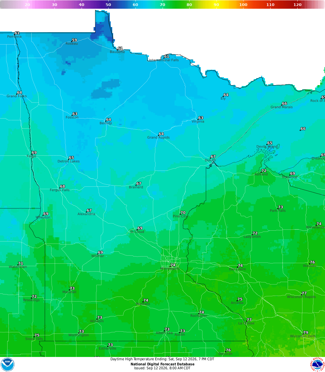Highs for Saturday
